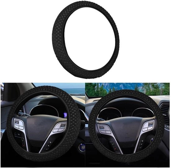 Supporto pluche per sterzo - Copertura sterzo comoda - Universale - Nero/Rosso/Bianco - 38cm - 1 pezzo - Materiale elastico - Copertura sterzo