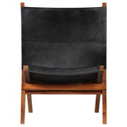 Poltrona Rilassante Pieghevole Nera in Vera Pelle 246364