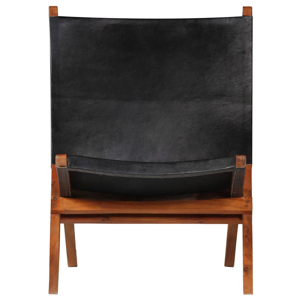Poltrona Rilassante Pieghevole Nera in Vera Pelle 246364