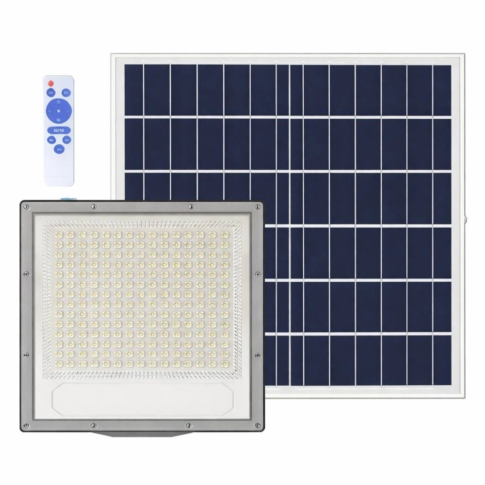 Proiettore led solare ecova con telecomando e luce bianca fredda 6500k *** potenza 200w, confezione 1