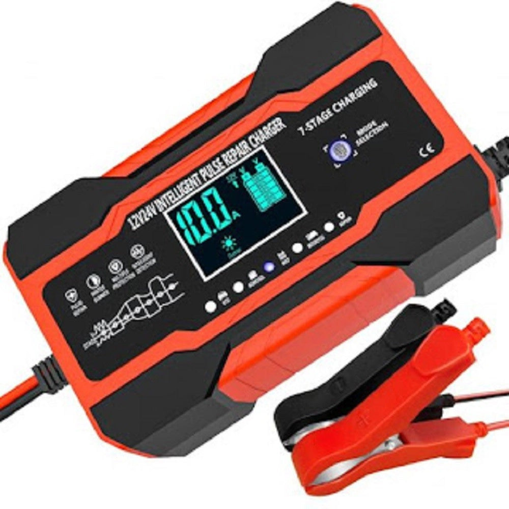 Trade Shop - Caricabatteria Auto 12v 10a/24v 5a Ricarica Rapida 7 Stadi Display Lcd Q-dp1210 -