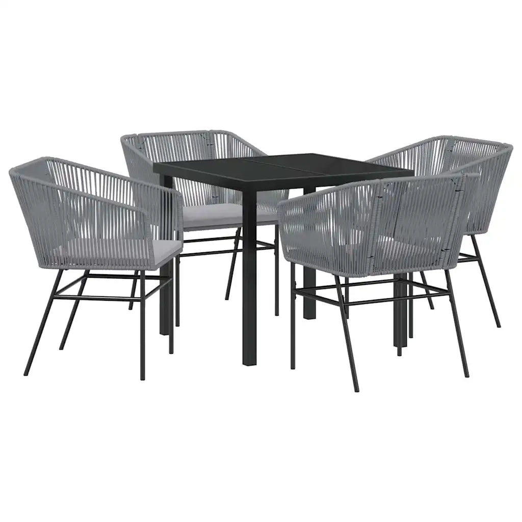Set da Pranzo per Giardino con cuscino 5 pcs Grigio