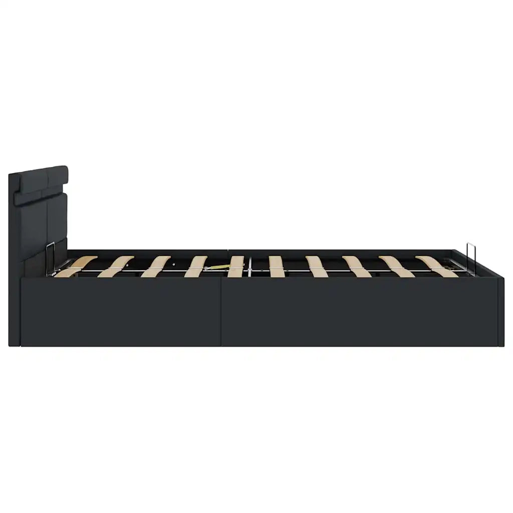 Giroletto Contenitore Idraulico LED Nero Similpelle 120x200 cm