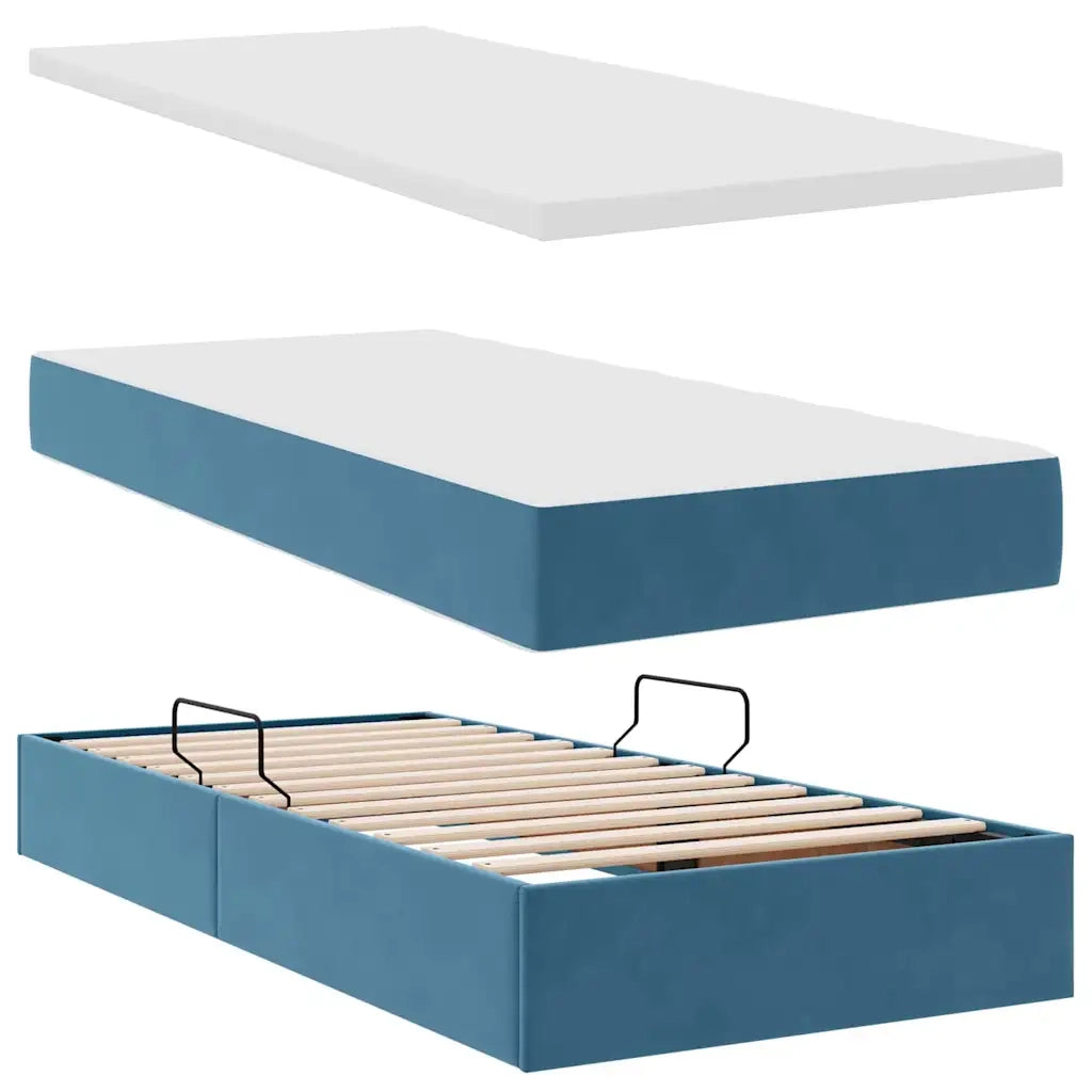 Letto con contenitore e materasso Blu Scuro 100 x 200 cm 3372073