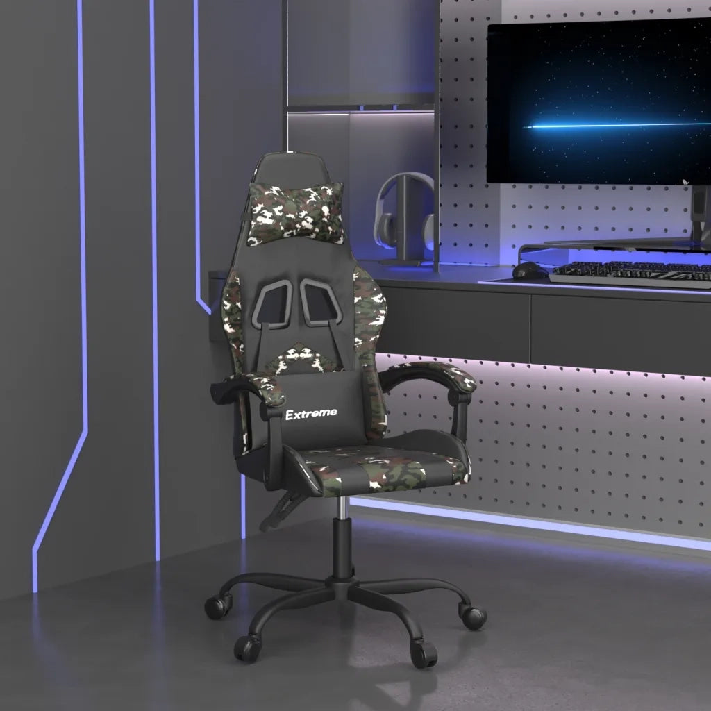 Sedia da Gaming Nero e Mimetico in Similpelle 3143901