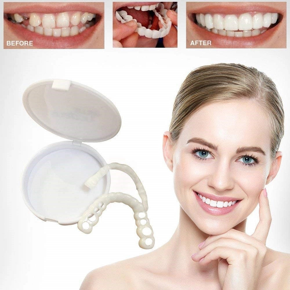 Trade Shop - Denti Finti In Silicone Per Sorriso Perfetto Dentiera Copri Denti Uso Quotidiano -