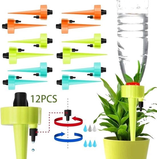 Irrigazione automatica per piante, fiori, giardino, piante in vaso, fiori, sistema di irrigazione, dispensatore d'acqua per piante, sistema di irrigazione regolabile, 12 pezzi