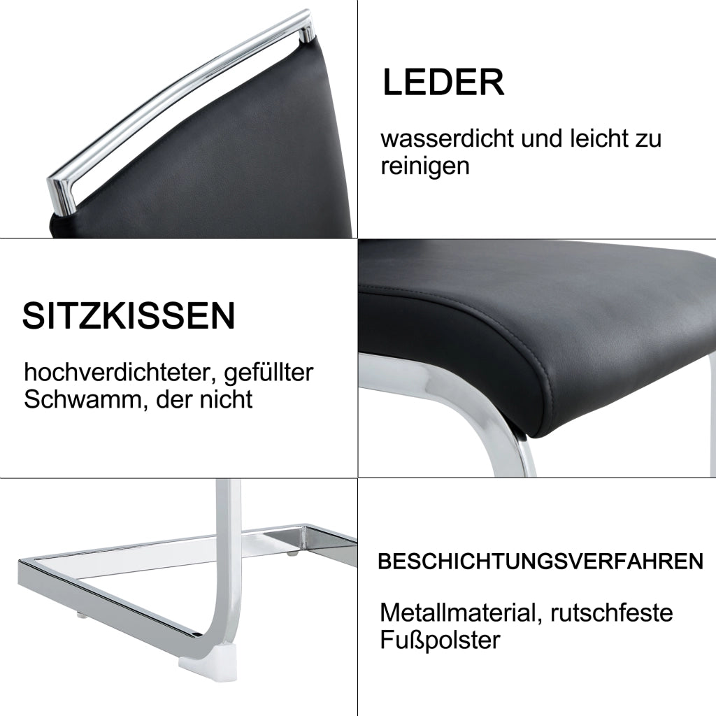 Sedie da Pranzo Set 4 Pezzi, Schienale Alto Imbottito in Ecopelle e Tessuto ¨C MINIMAL ¨C Nero