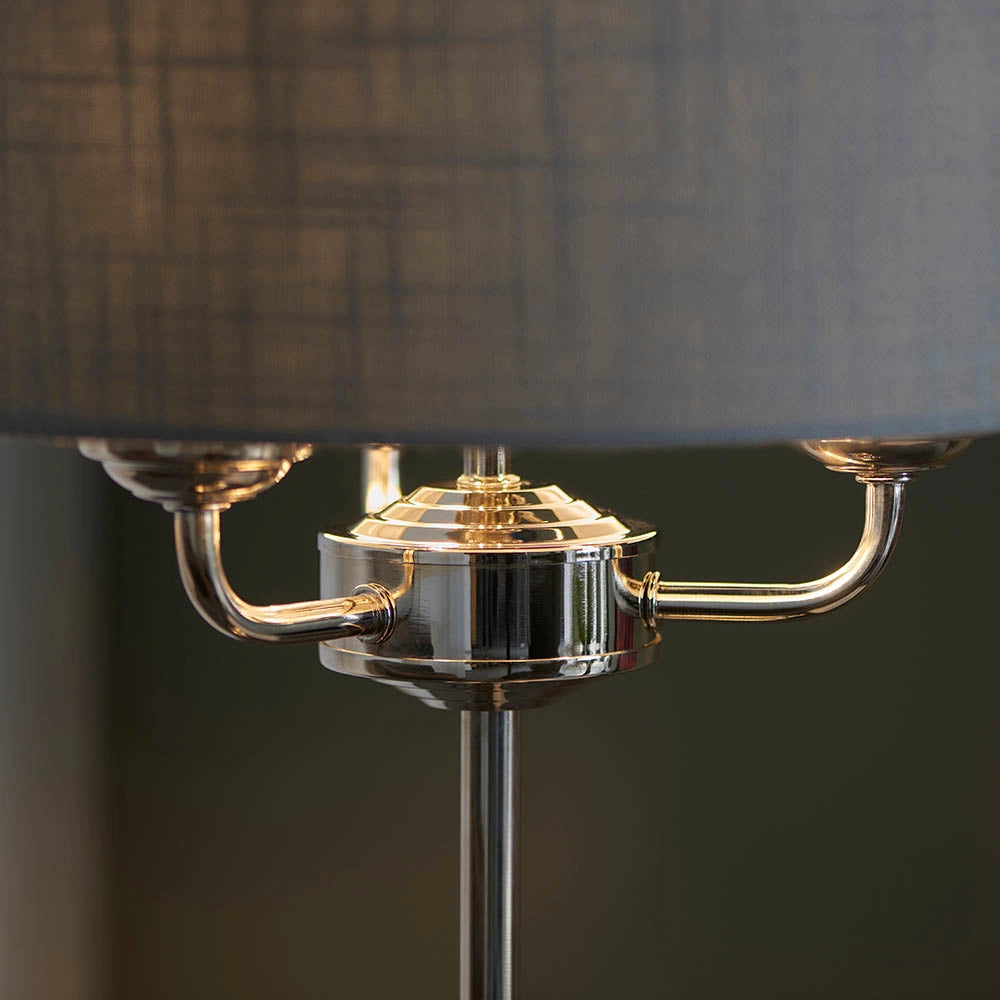Lampada tavolo Highclere classica nichel 3xE14 grafite