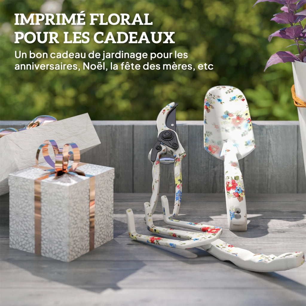 Set attrezzi da giardino 3 pezzi ¨C Xylo ¨C alluminio con forbici, paletta, rastrello