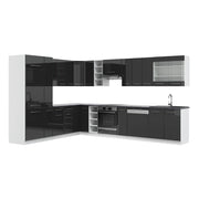 Cucina angolare completa Fame-Line Antracite lucido/Bianco 347 x 46 cm senza piano di lavoro Vicco