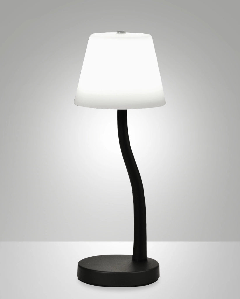 Lampada da Tavolo Ibla LED 9W 750lm 3000K, Dimmerabile al Tocco, Struttura in Metallo e Vetro Soffiato, Colore Nero - Ibla