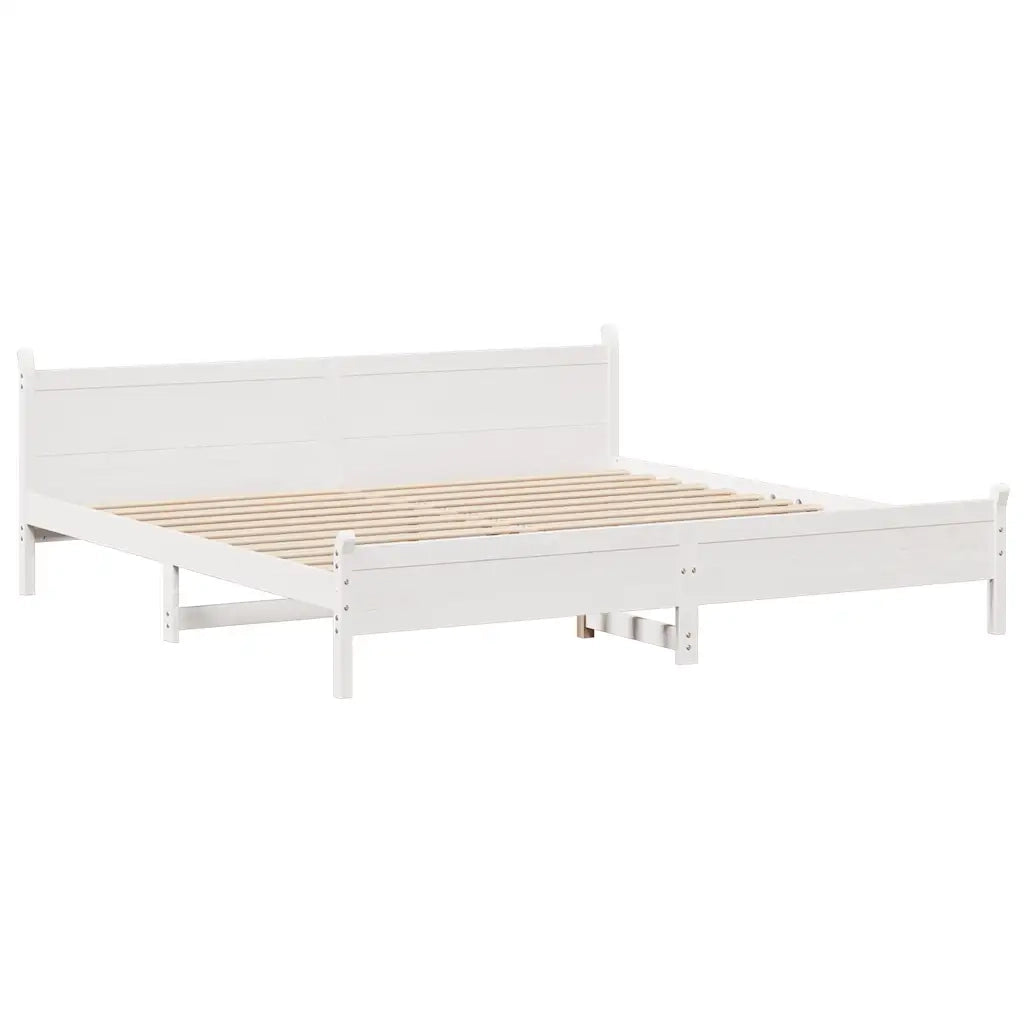 Giroletto senza Materasso Bianco 200x200 cm Legno Massello Pino 3309723