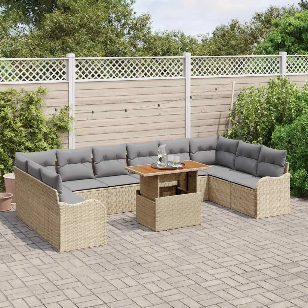 Set Divano da Giardino 11 pcs Beige Poly Rattan 3358247