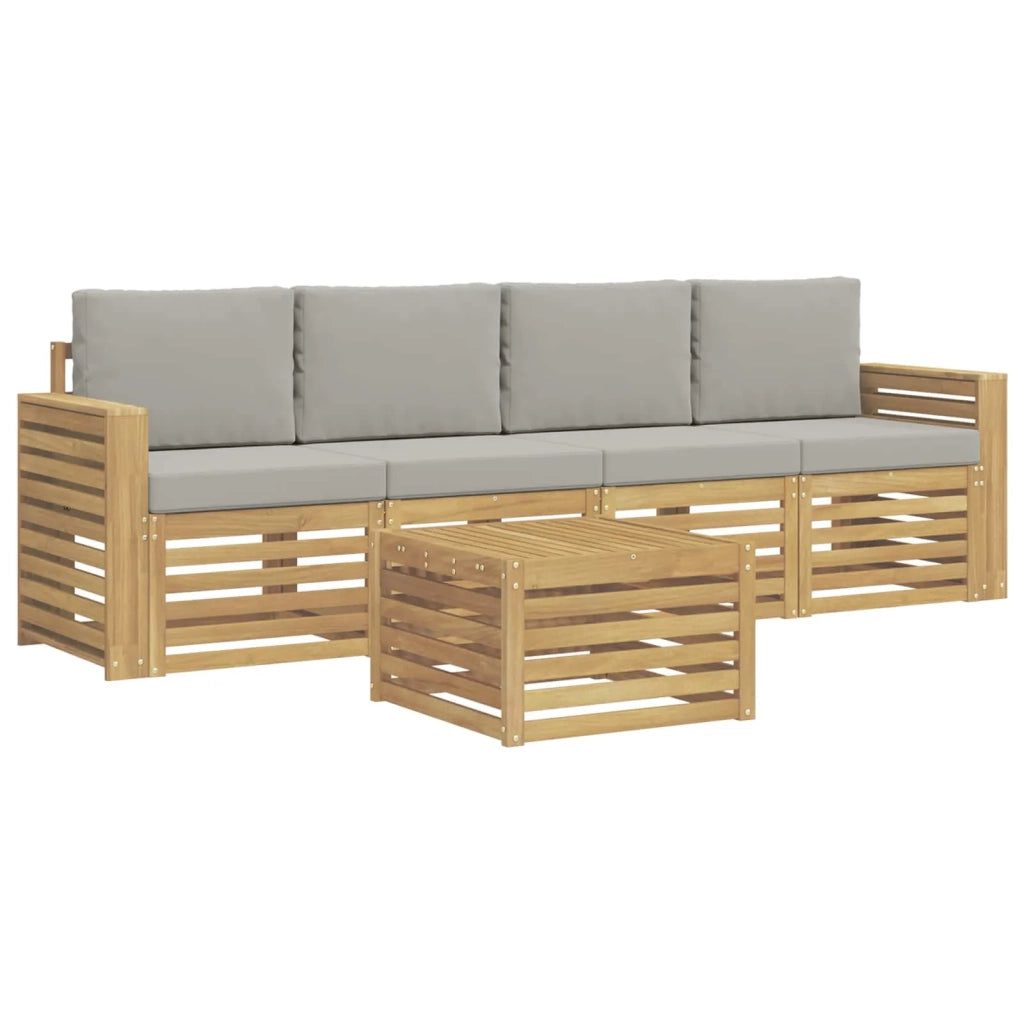 Set di divani da esterno 5 pcs Bianco e Grigio Chiaro 3391361