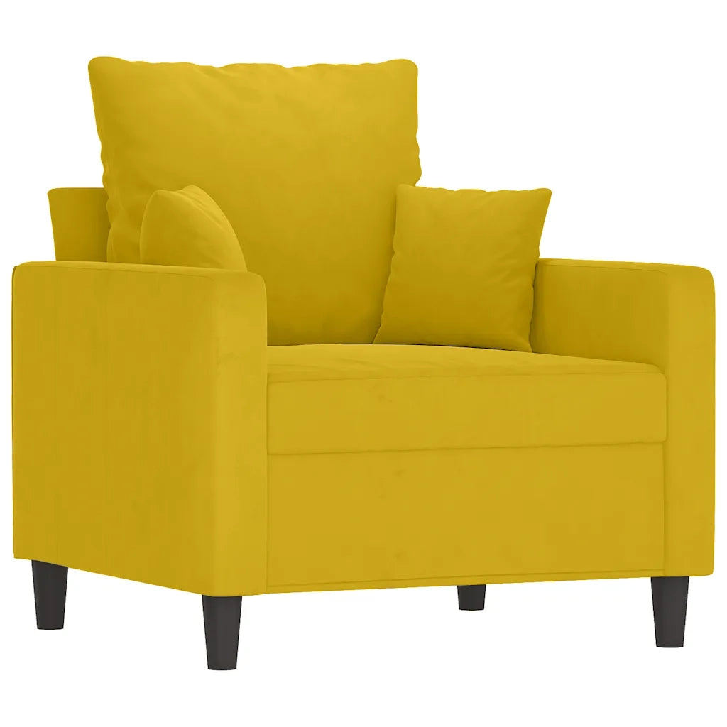 Set di Divani 4 pz con Cuscini giallo in Velluto