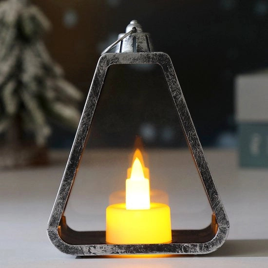 Lampada da giardino a tre elementi in stile rurale, con luce LED, decorativa per camere da letto, per creare atmosfere interne ed esterne, illuminazione d'accento per l'abitazione, 10 x 5,3 x 13 cm