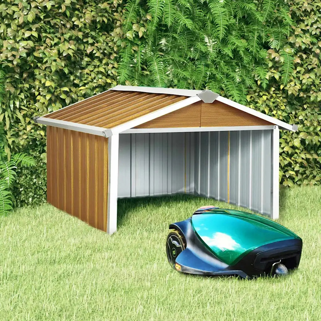 Capanno per Robot Tosaerba 92x97x63 cm Acciaio Zincato Marrone 150910