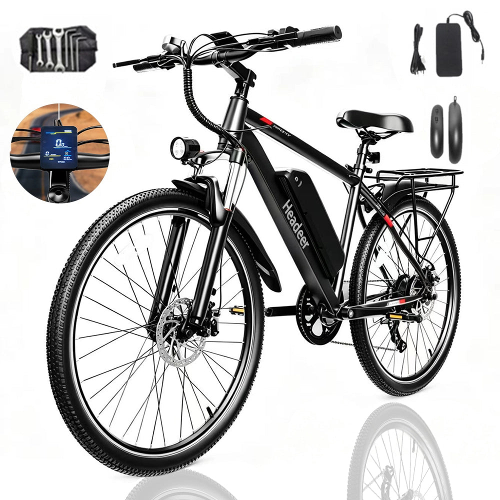 Bicicletta elettrica da 26 pollici,250 W nominali,750 W di picco con batteria rimovibile da 48V,5 velocit¨¤ di assistenza e 7 velocit¨¤ di cambio,doppi freni a disco