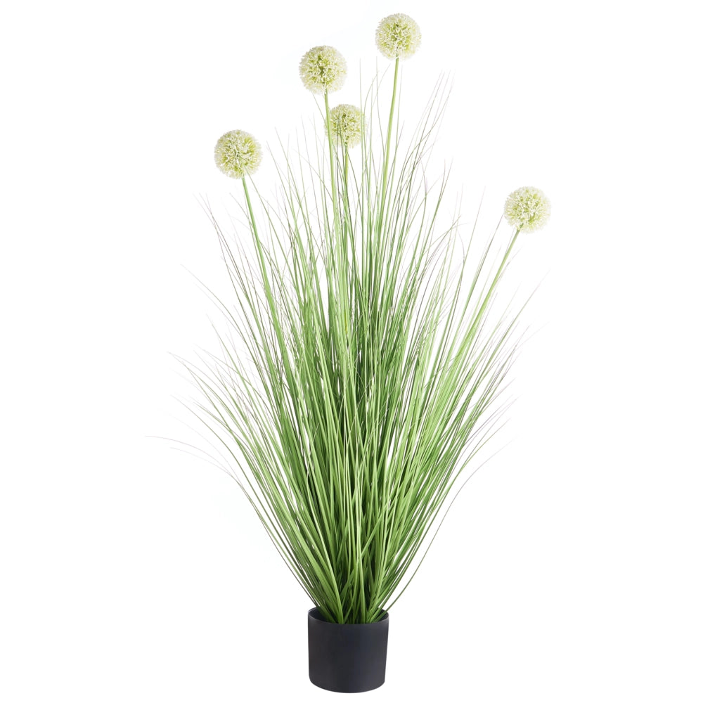Pianta Artificiale in Vaso con Erba Verde, Fiori Guelder Rose e Vaso in Plastica Nero 120 cm Accessorio Decorativo per la Casa