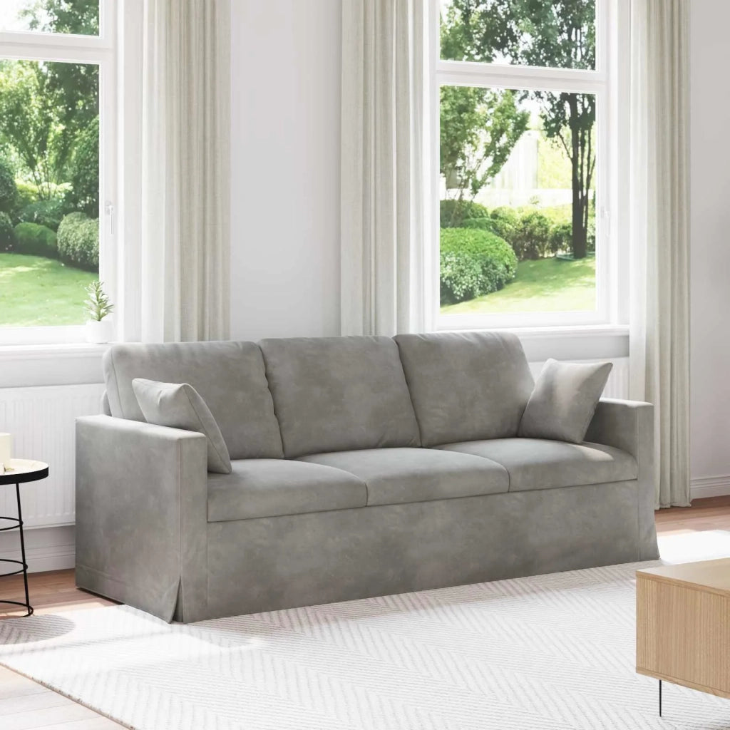 Divano Grigio chiaro 198 x 78 x 80 cm Velluto