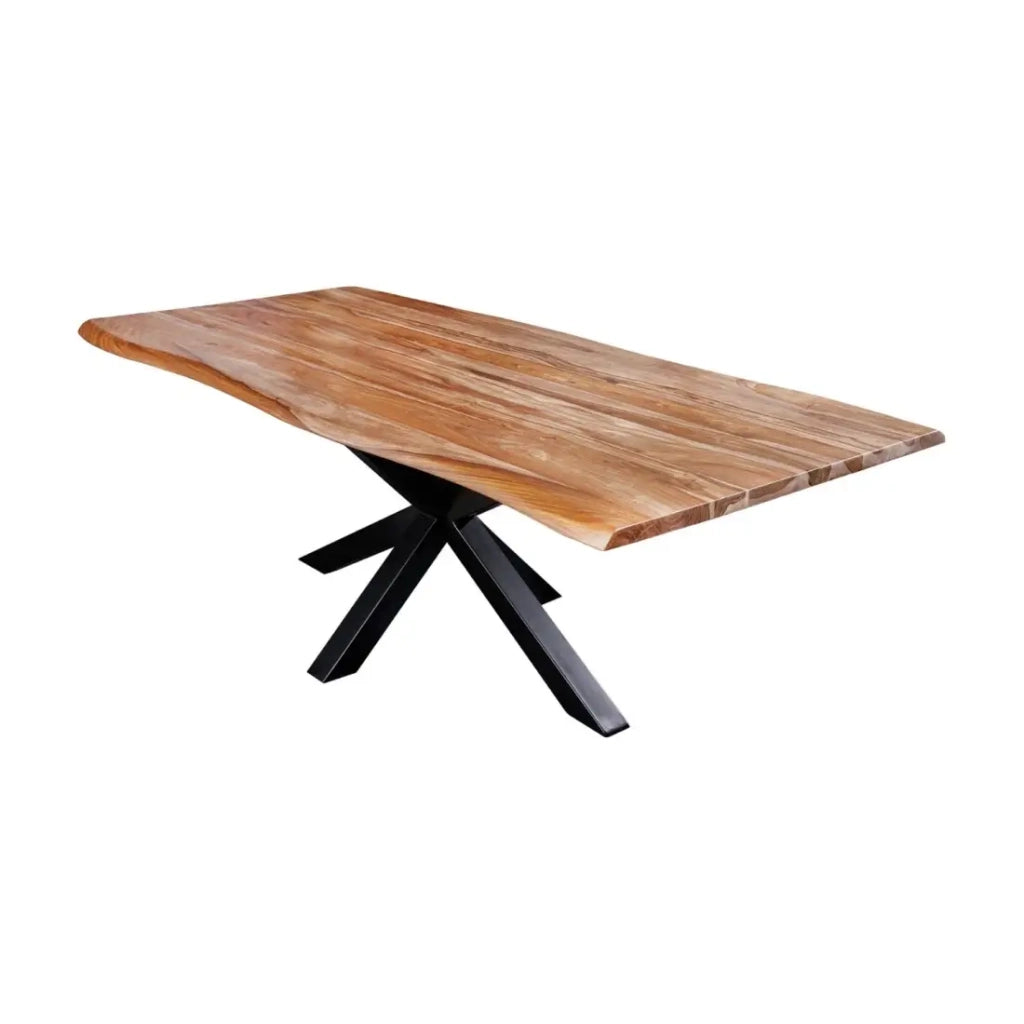 ARKAYA Legno massiccio di sheesham verniciato e metallo nero 200 cm Spessore del piano 35 mm Stile industriale
