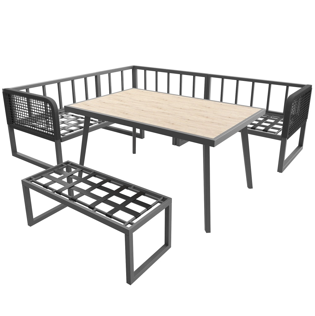 Set divano da giardino modulare per 7 persone con tavolino in WPC; grigio