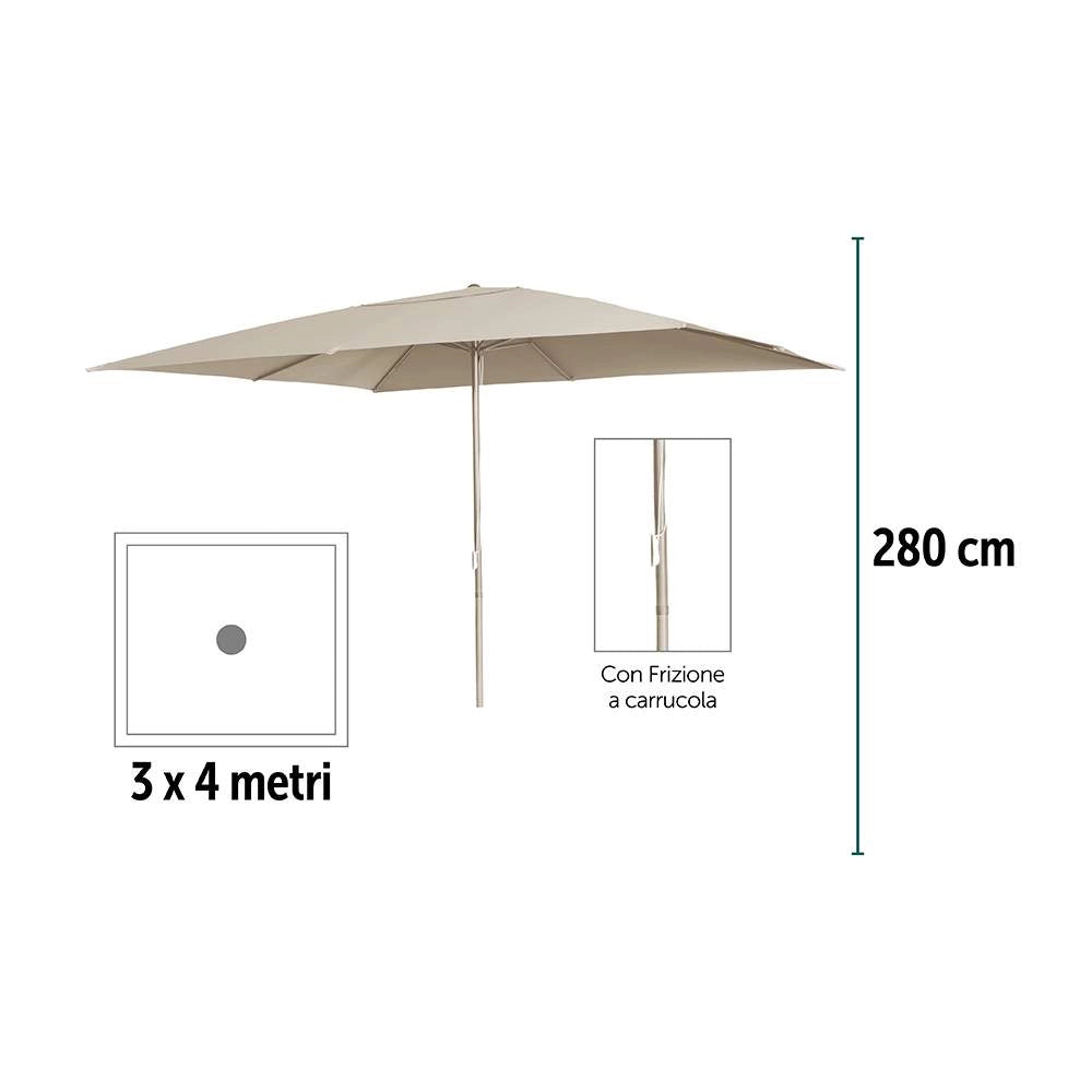 Ombrellone da Giardino con Palo Centrale Telo Sabbia Formato: 3x4