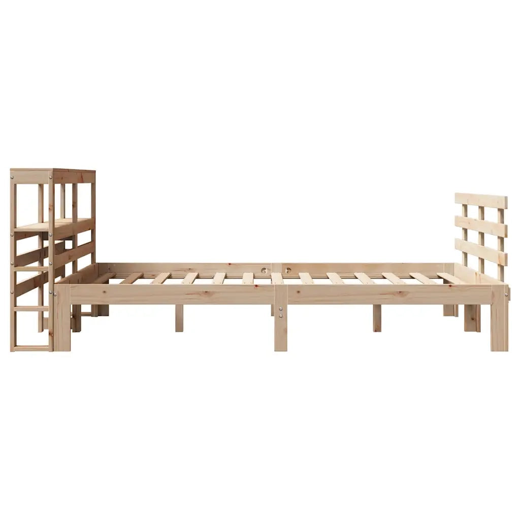 Letto matrimoniale | Letto per adulti | Giroletto con Testiera 140x200 cm in Legno Massello di Pino