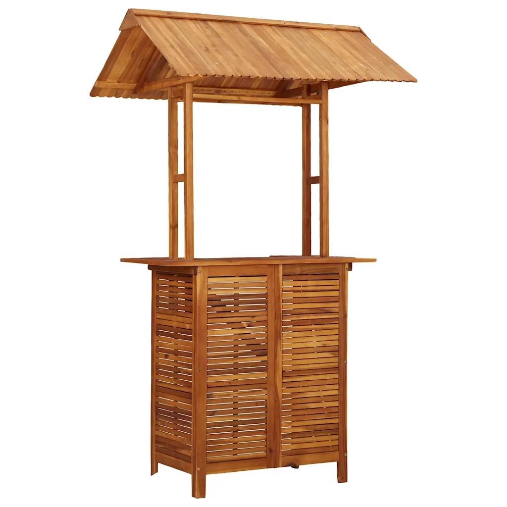 Tavolo Bar Esterno con Tetto 113x106x217cm Massello di Acacia