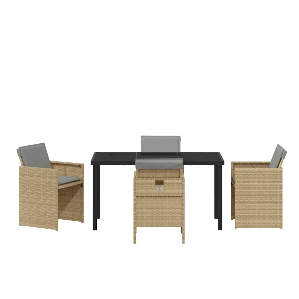 Set da Pranzo per Giardino 5 pcs Beige polyrattan
