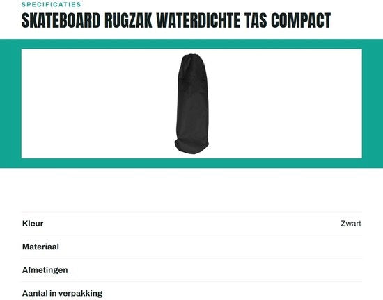 Borsa per Skateboard in Canapa/Nylon - Opvouabile - Impermeabile - Adatto per Skateboard fino a 85,5 cm - Compatta - Regalo per Skater