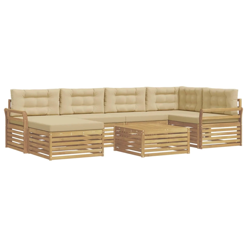Set di divani da esterno con cuscino 7 pcs Bianco e Beige 3390808