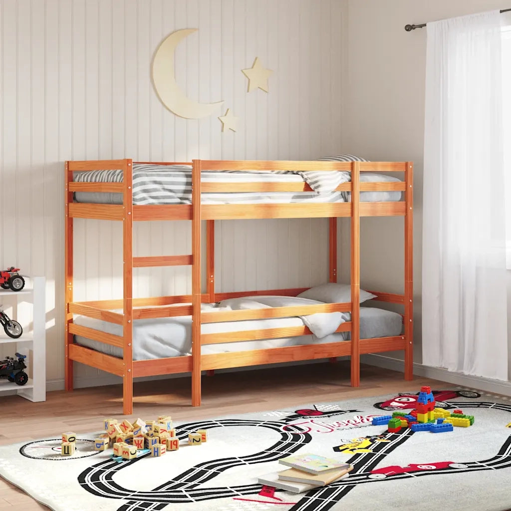 Letto singolo | Letto per adulti | Letto a Castello Marrone Cera 90x190 cm in Legno di Pino