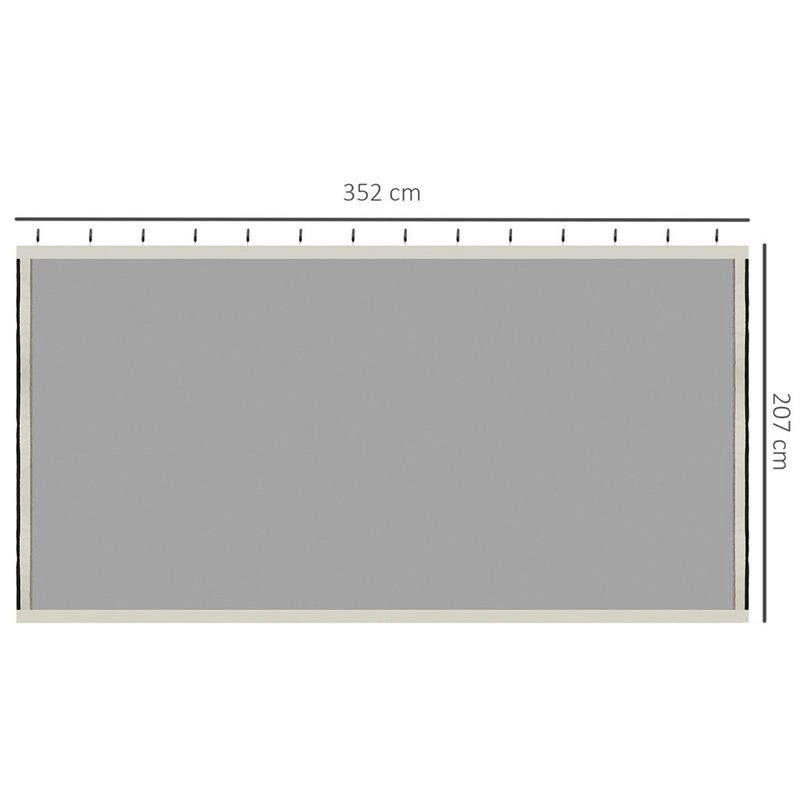 ZANZARIERA PER GAZEBO 3X4M CON CERNIERE E ANELLI, PANNELLI DA 352X207CM - NERO/BEIGE