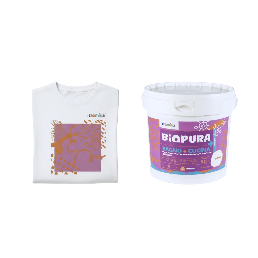 Kit pittura traspirante antimuffa per interni bagno cucina 5 l e t-shirt soft chaos *** misura medium - m, confezione 1