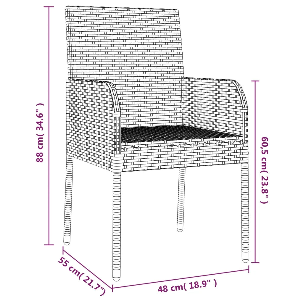 Set da Pranzo da Giardino 7 pz con Cuscini in Polyrattan Grigio 3213508