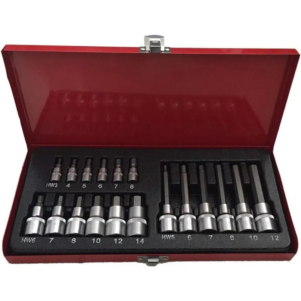 CHIAVI A BUSSOLA CON INSERTI ESAGONALE EX 1/2″ – 1/4″ KIT 18 PZ