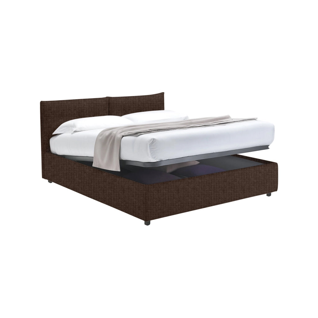 Bath, Letto Matrimoniale Sfoderabile Made in Italy, Marrone