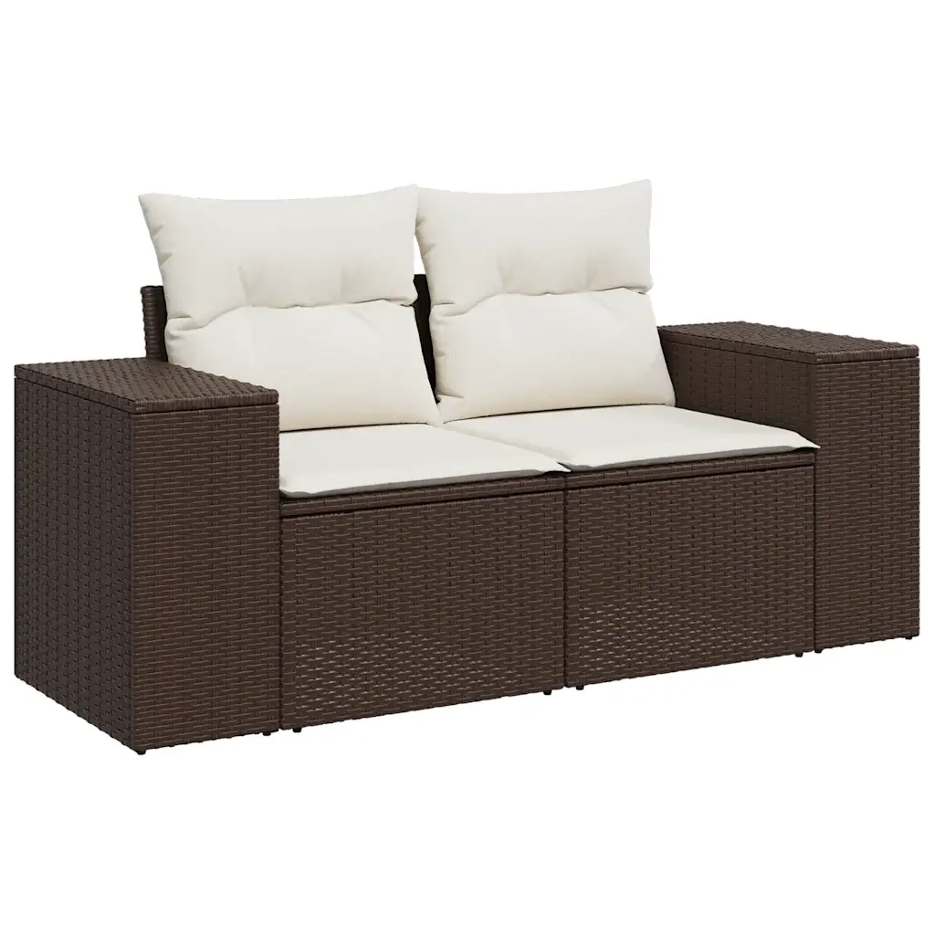 Set Divani da Giardino 8 pz con Cuscini Marrone in Polyrattan 3222342