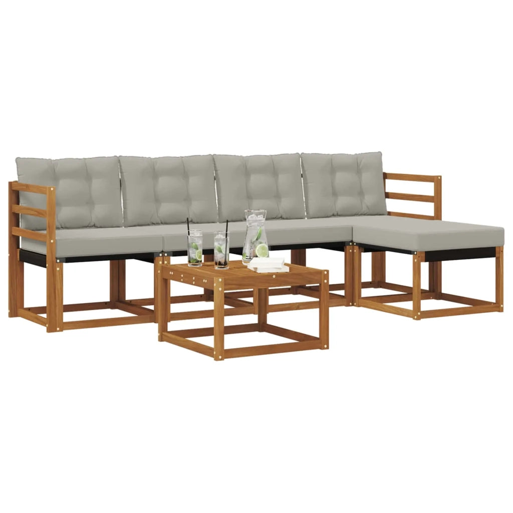 Set di divani da esterno 6 pcs Grigio Naturale e Chiaro 3368582