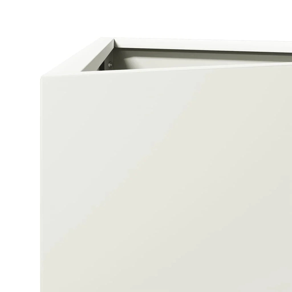 Fioriera rialzata triangolare per piante fiori e patio/giardino 30 x 26 x 75 cm acciaio bianco 02_0038803