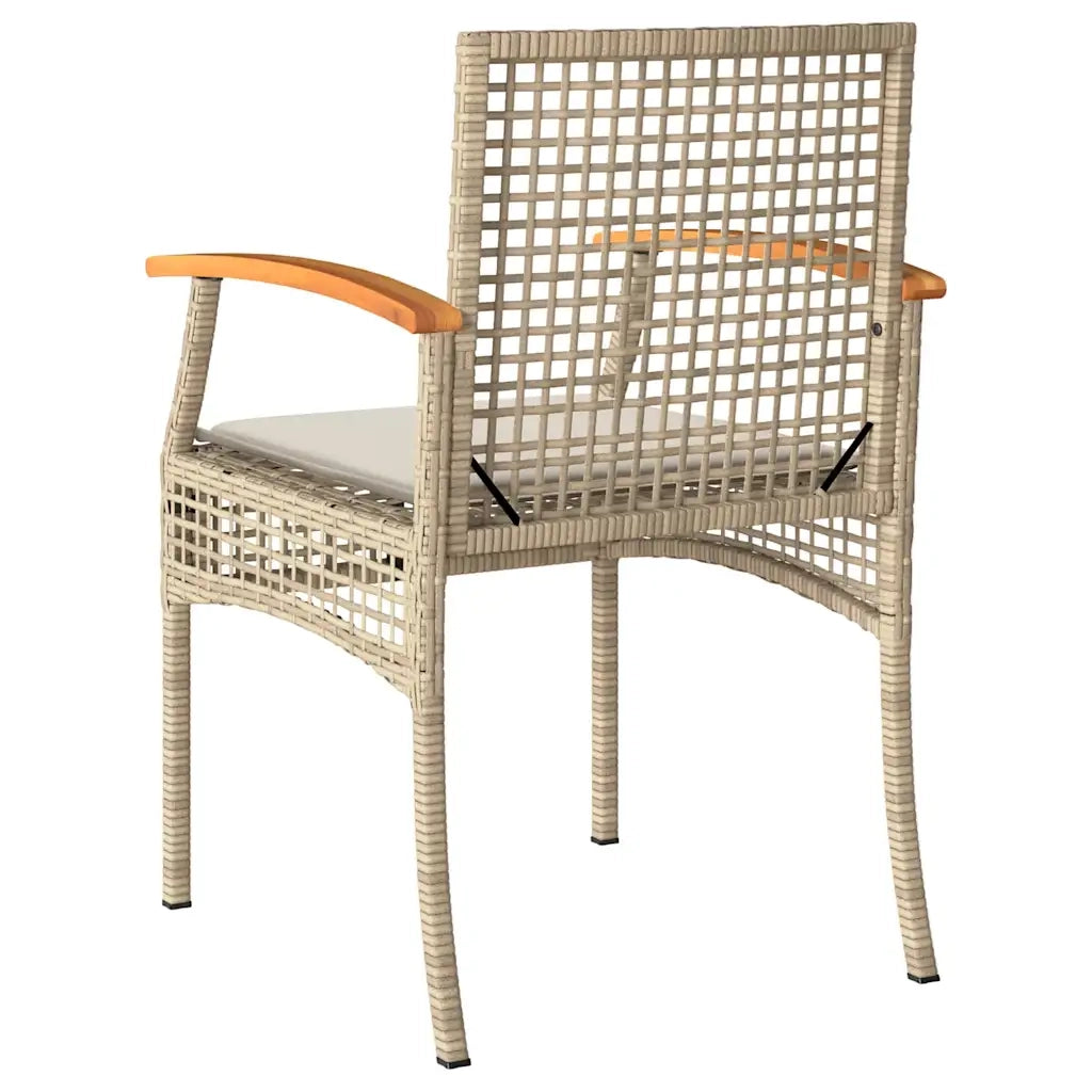 Set da Bistrò 3 pz con Cuscini Beige Polyrattan e Legno Acacia 366261