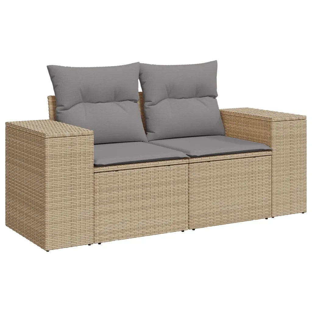 Set Divano da Giardino 5 pz con Cuscini Beige in Polyrattan 3222548