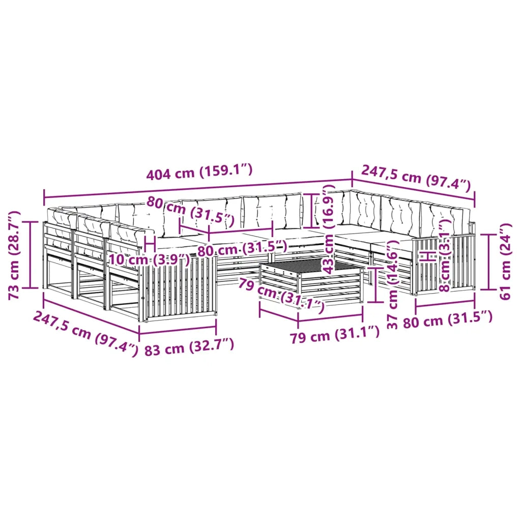 Set di divani da esterno 10 pcs Bianco e Crema 3391190