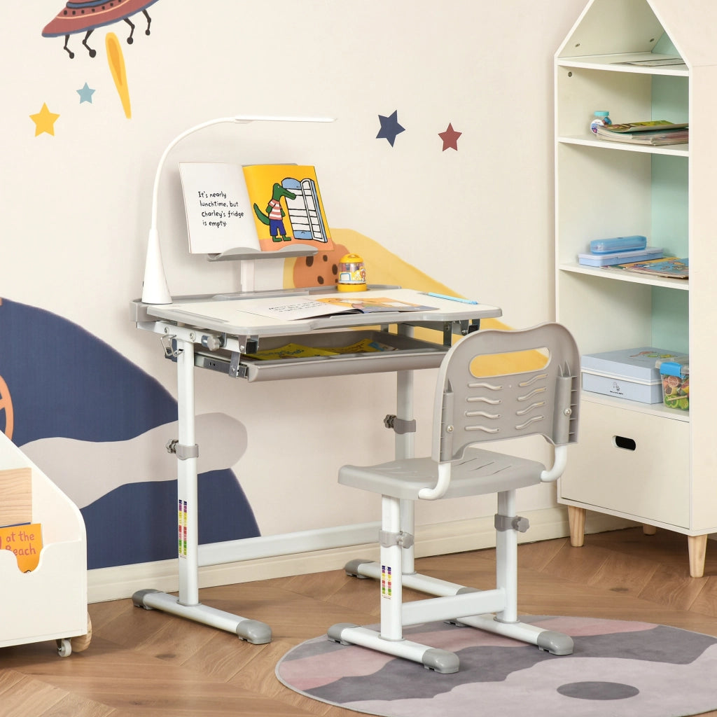 Scrivania per Bambini con Sedia Regolabile ¨C Minimal ¨C Grigio