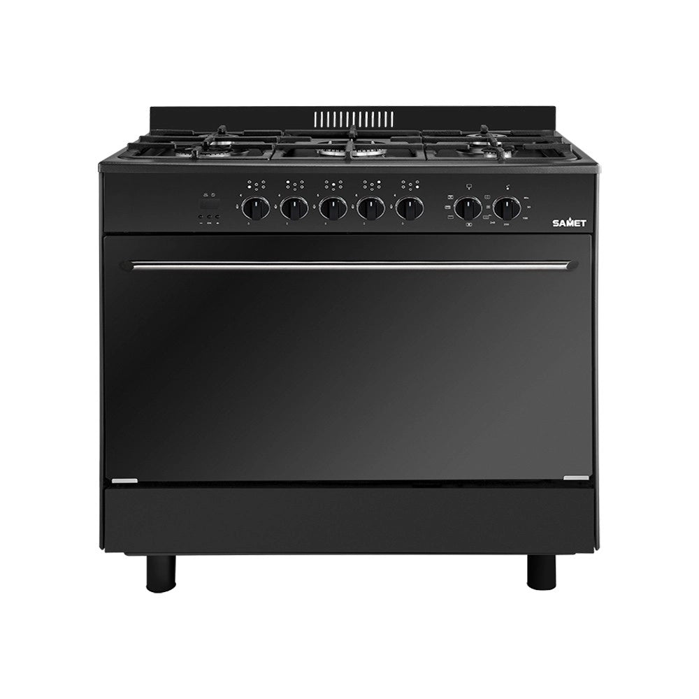 Cucina a Gas Stromboli 90x60 cm Nera con Forno Multifunzione Classe A Samet