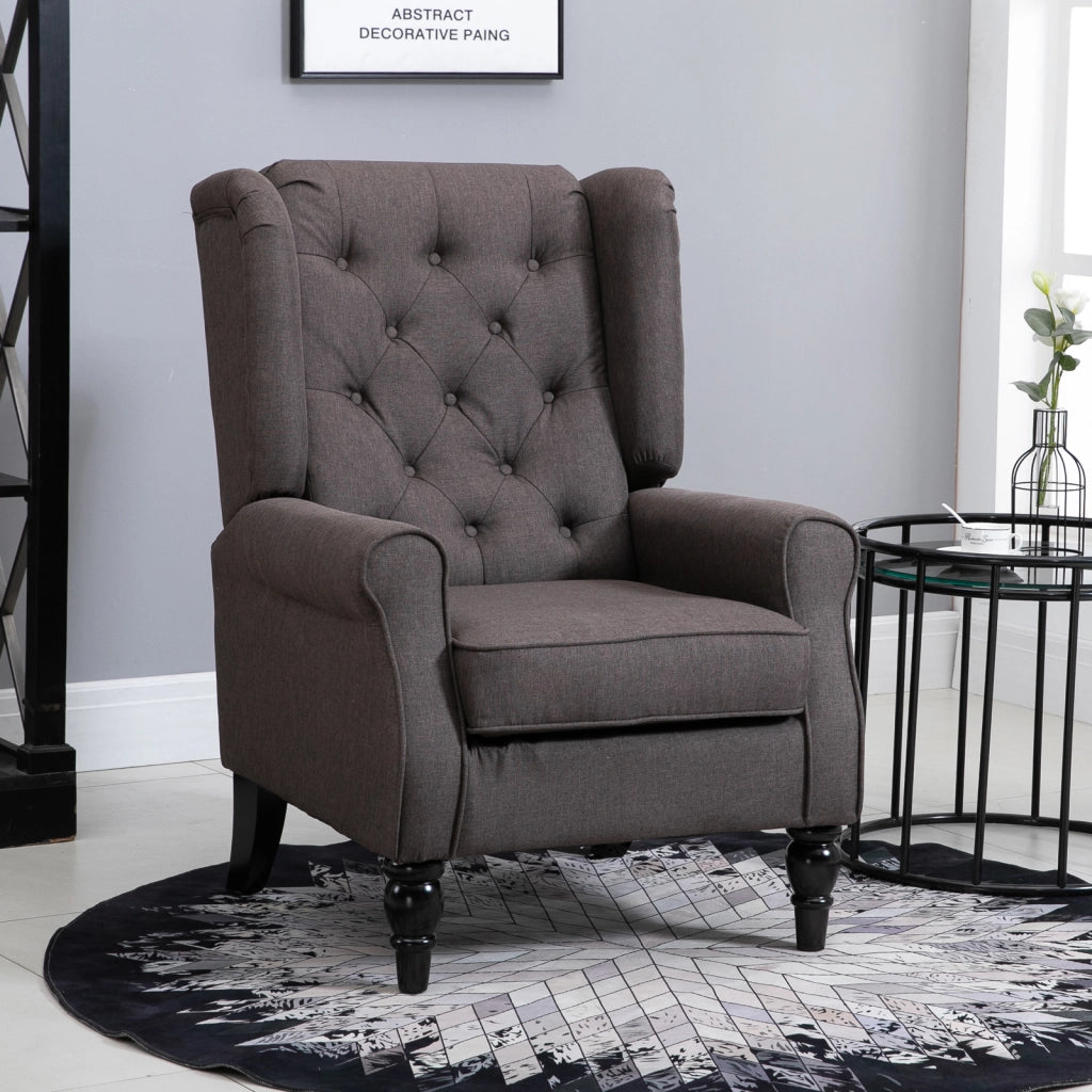 Poltrona Relax con Braccioli e Cuscini ¨C Zephmum ¨C Marrone, Tessuto, Legno