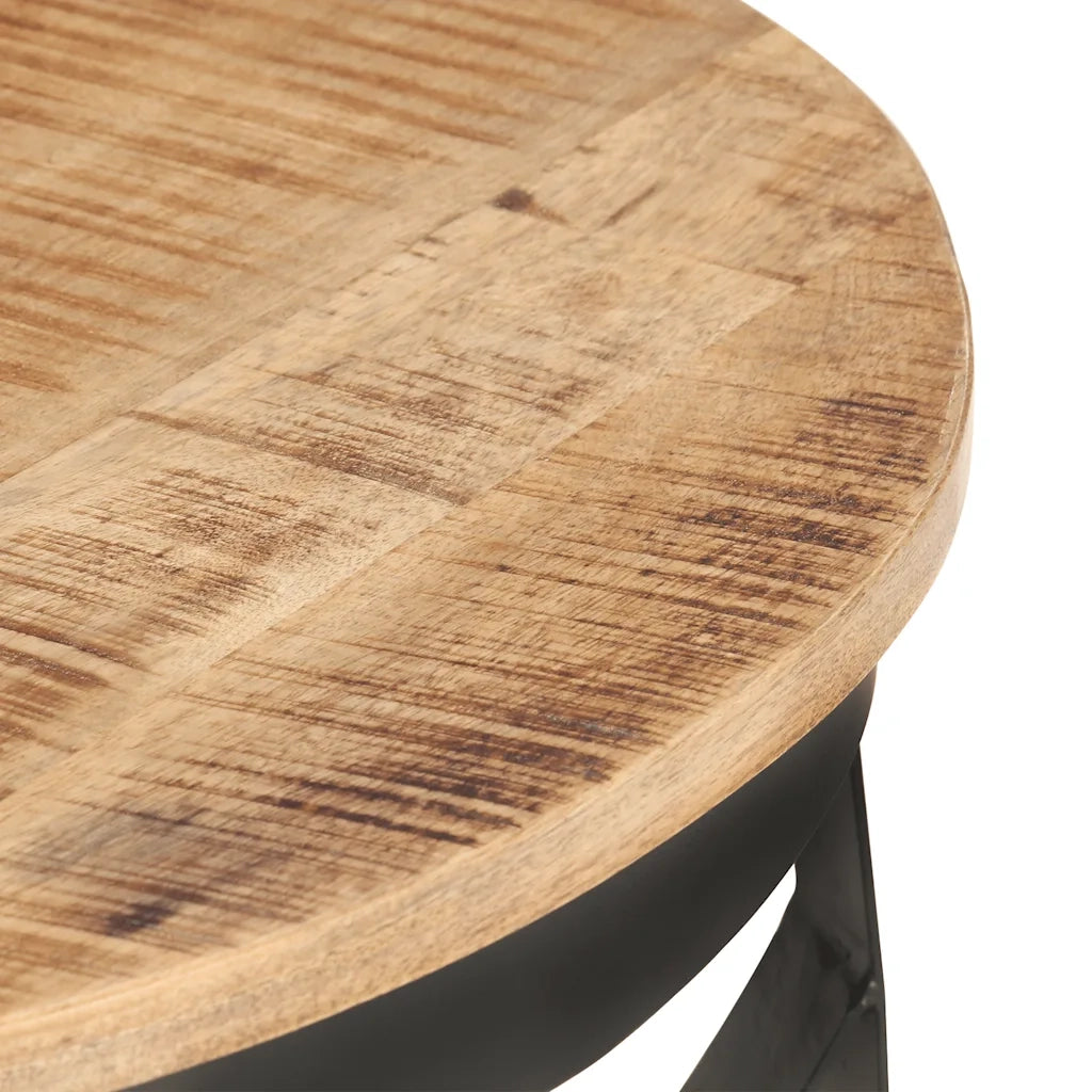 Tavolino da Salotto Ø68x43cm in Legno di Mango Grezzo 320794