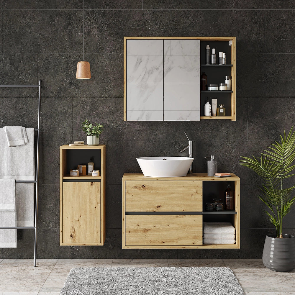 Vicco Set mobili bagno Marrone 3 parti